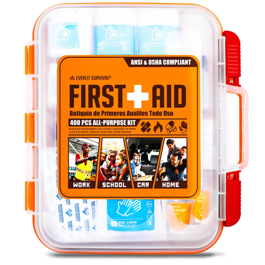 osha/ansi compliant all purpose 400 pcs first aid kit (orange)